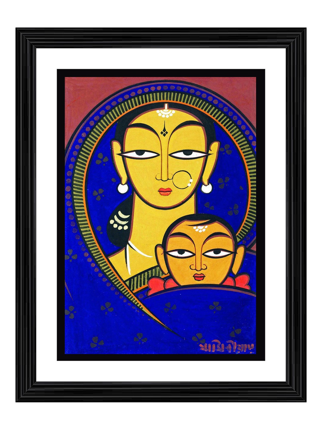 

Adventures India Black & Blue Wooden Painting Wall Art