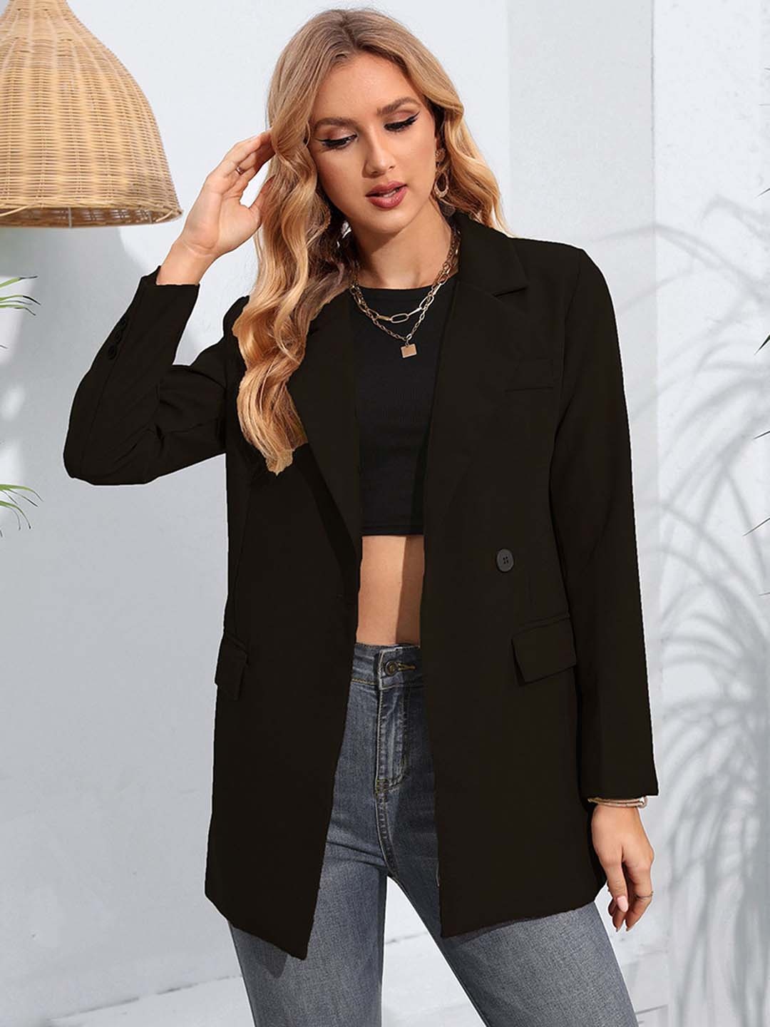 

LULU & SKY Single Breasted Oversized Blazer, Black