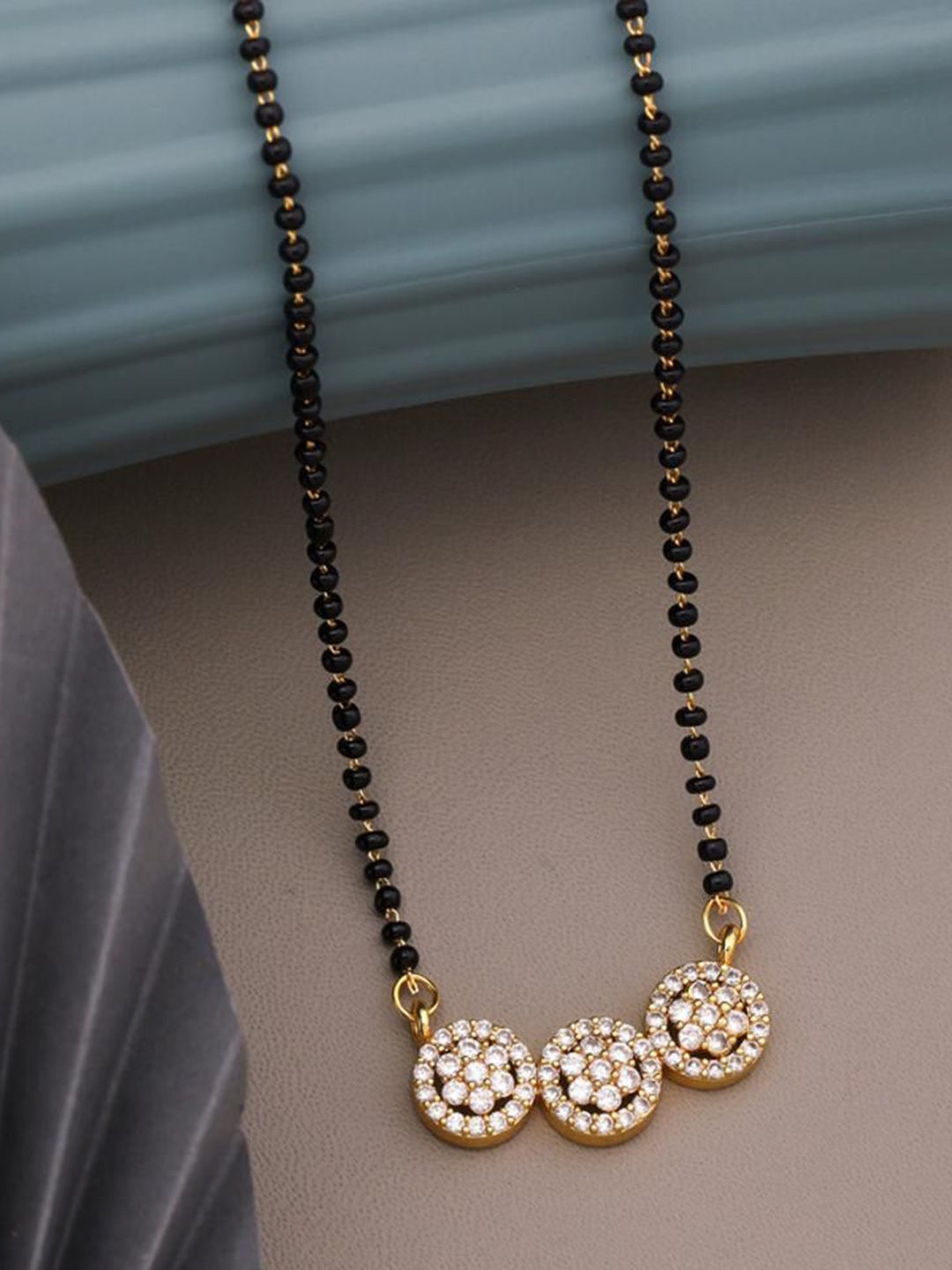 

Wynona Gold-Plated Stone Studded & Beaded Mangalsutra