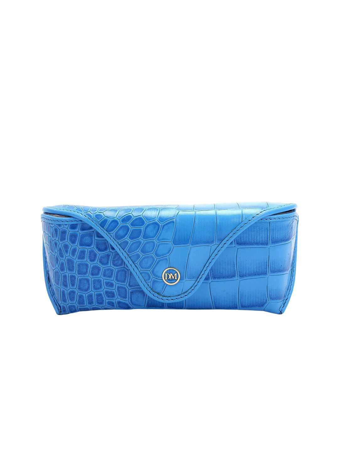 

Da Milano Unisex Woven-Designed Leather Sunglasses Case, Blue