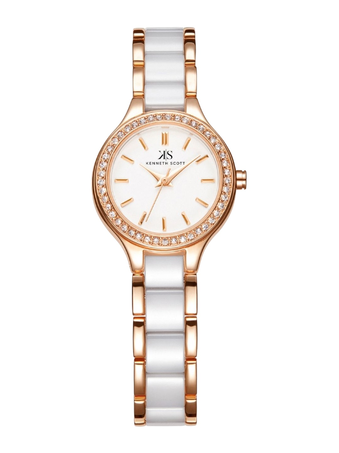 

KENNETH SCOTT Women Embellished Dial & Bracelet Style Straps Analogue Watch K23509-KCWW, White