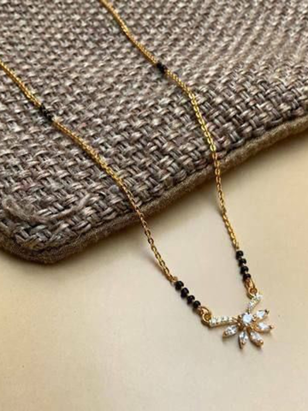 

Wynona Gold-Plated Artificial Beads Mangalsutra