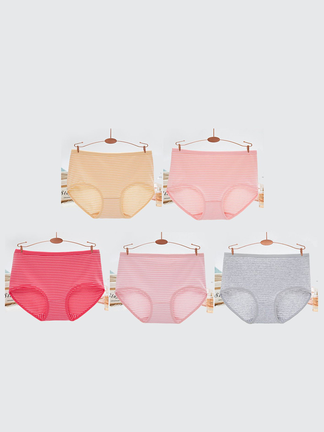

LULU & SKY Pack Of 5 Pin Striped Mid-Rise Hipster Briefs, Pink