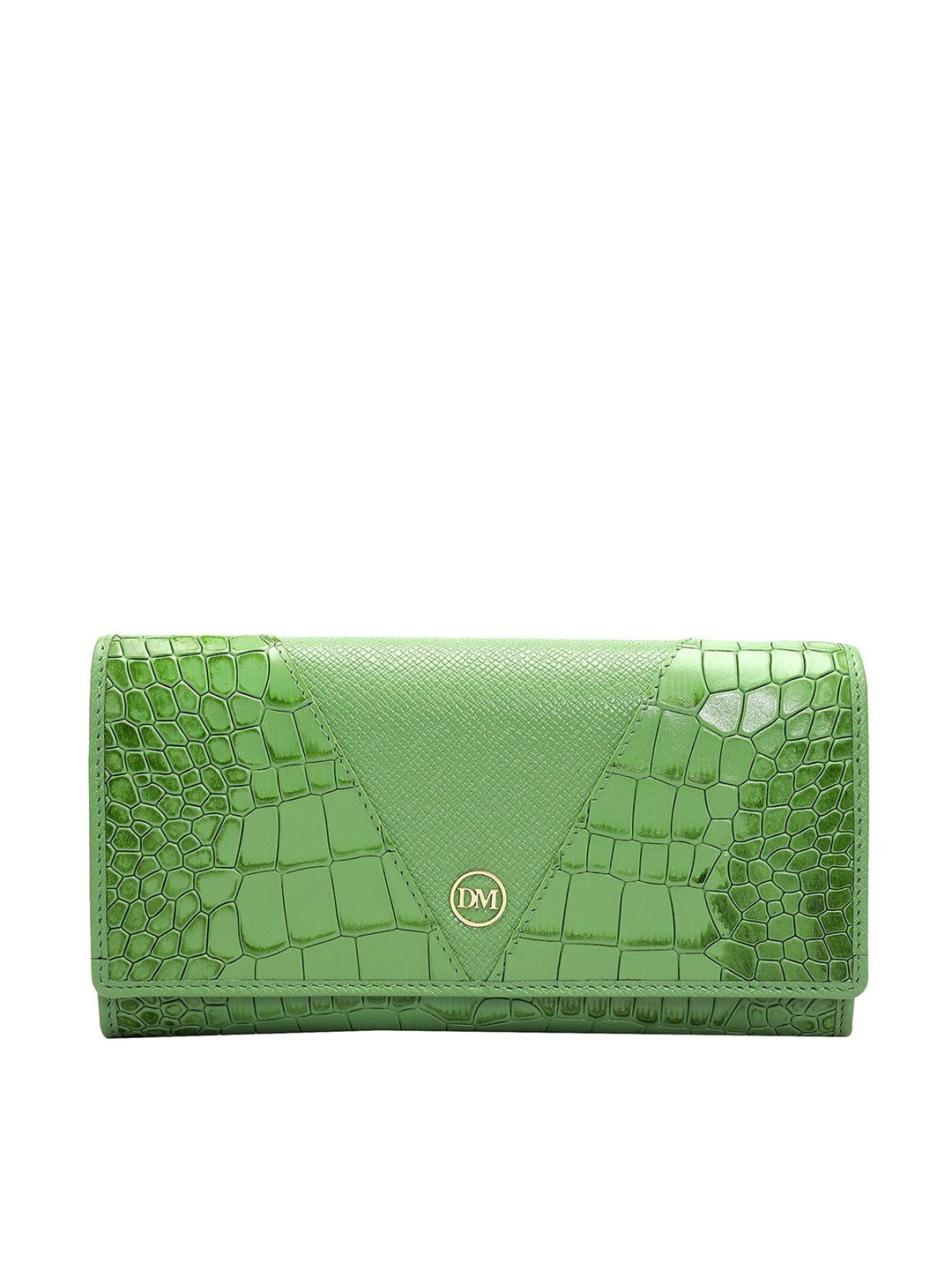 

Da Milano Women Textured Leather Envelope, Green