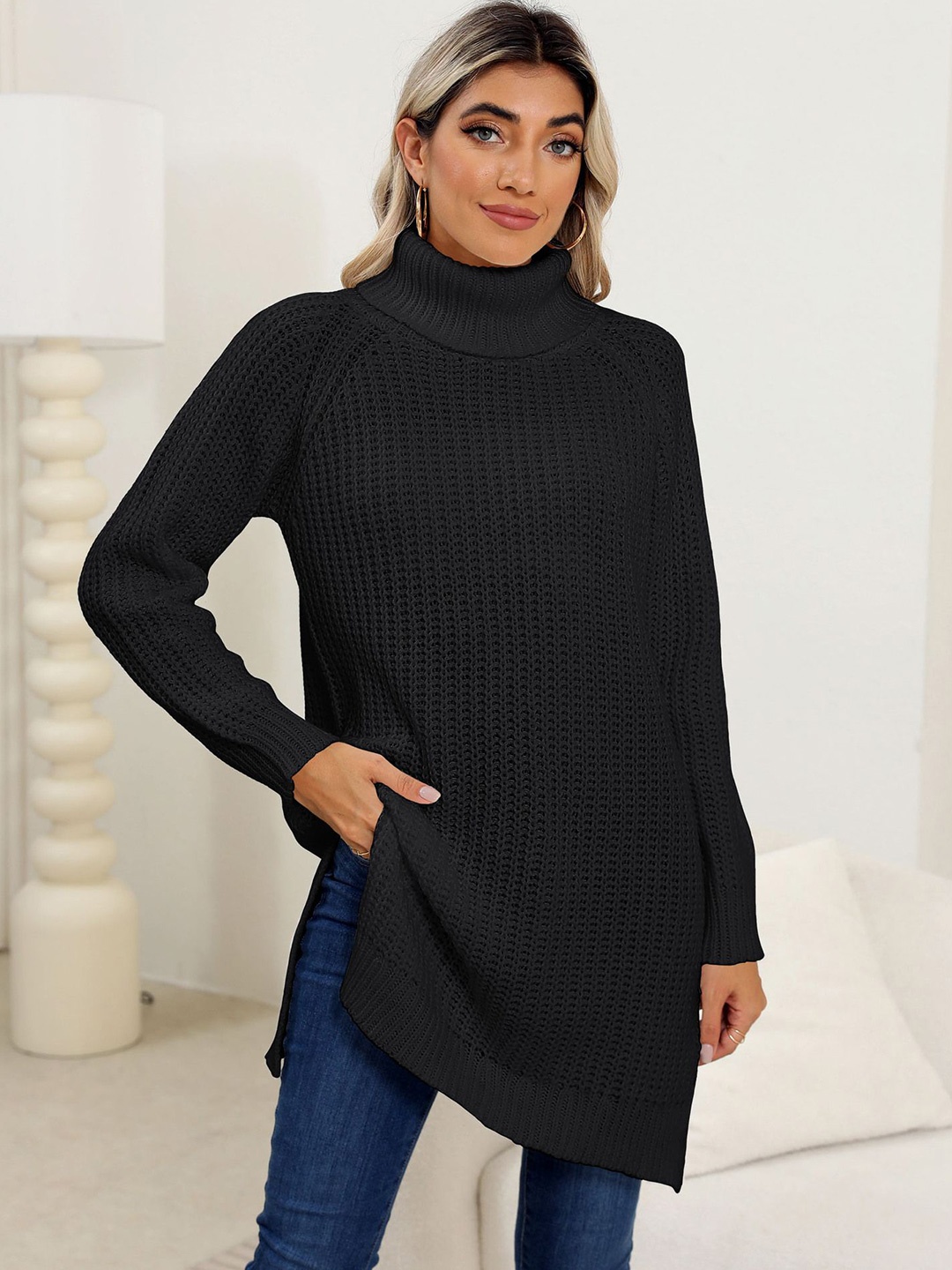 

StyleCast Women Longline Pullover, Black