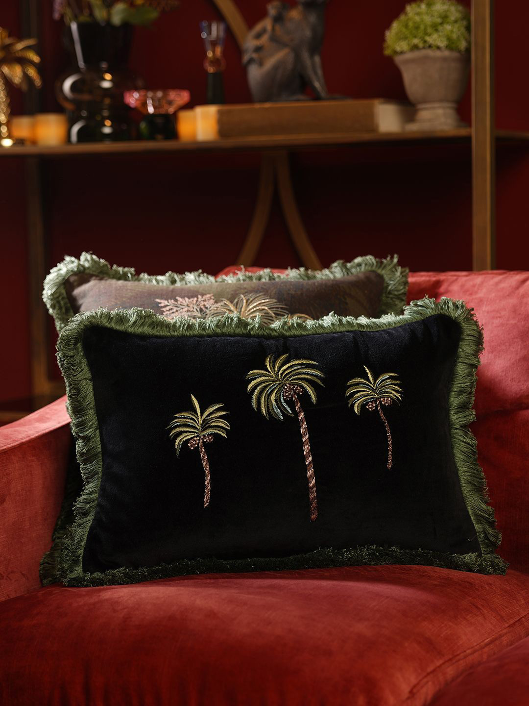 

Pure Home and Living Green Abstract Velvet Rectangle Cushion Covers