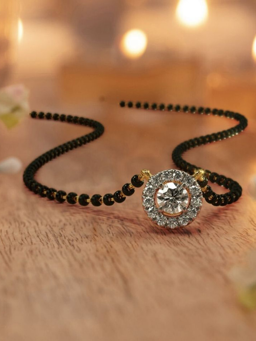 

Wynona Gold-Plated Artificial Beads Mangalsutra