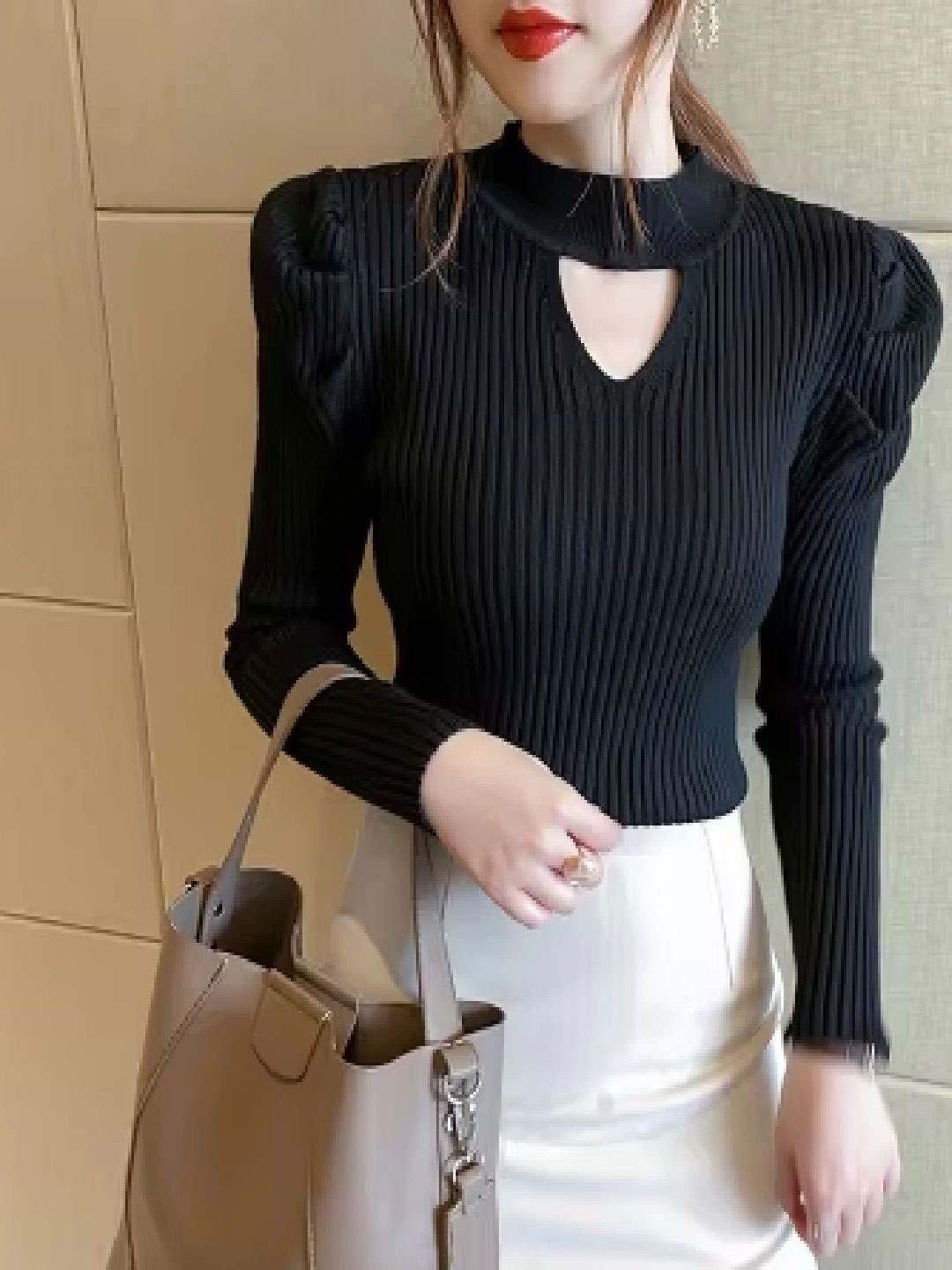 

StyleCast Choker Neck Woollen Sweater, Black