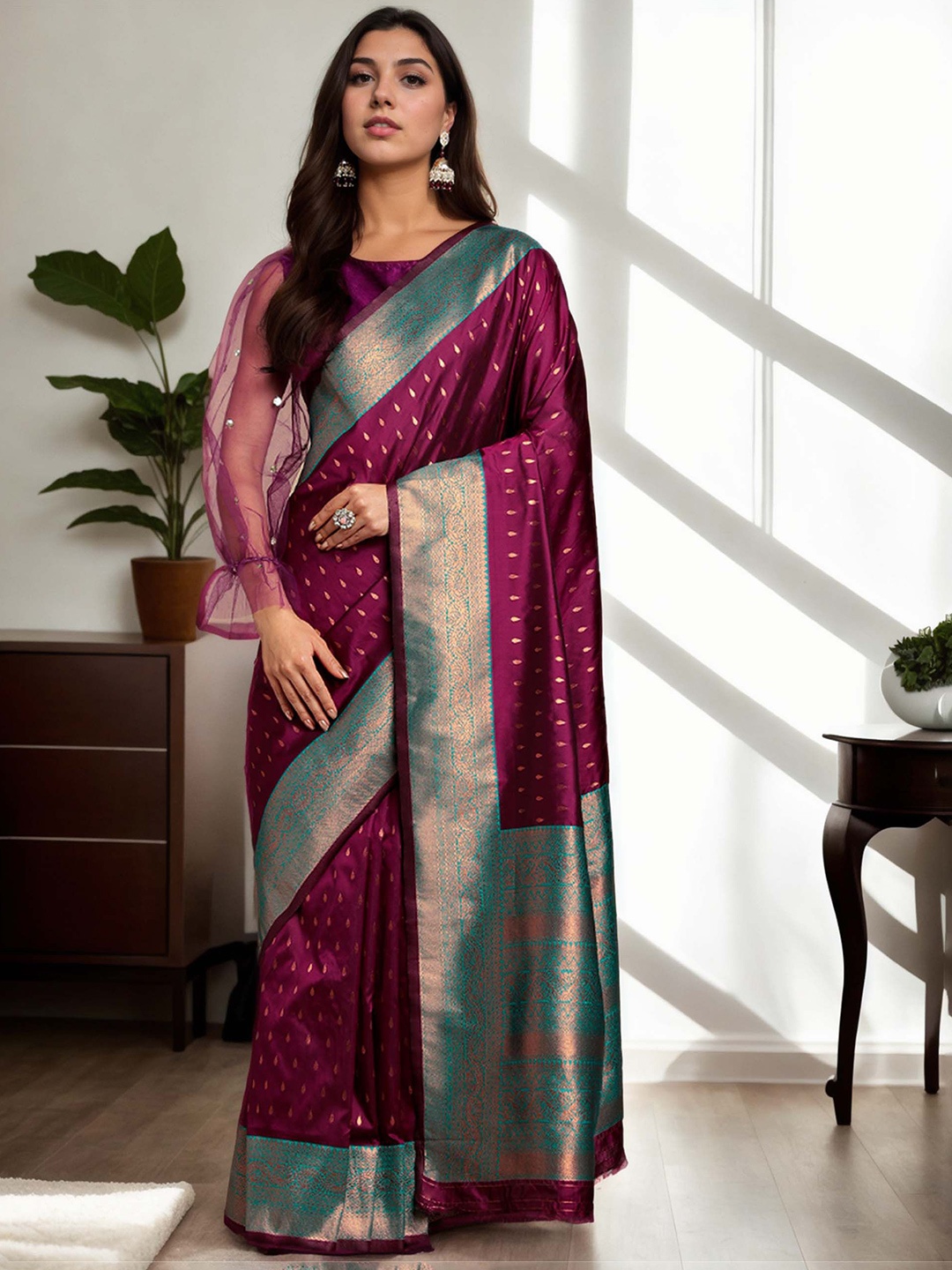 

Anouk Woven Design Banarasi Saree, Magenta