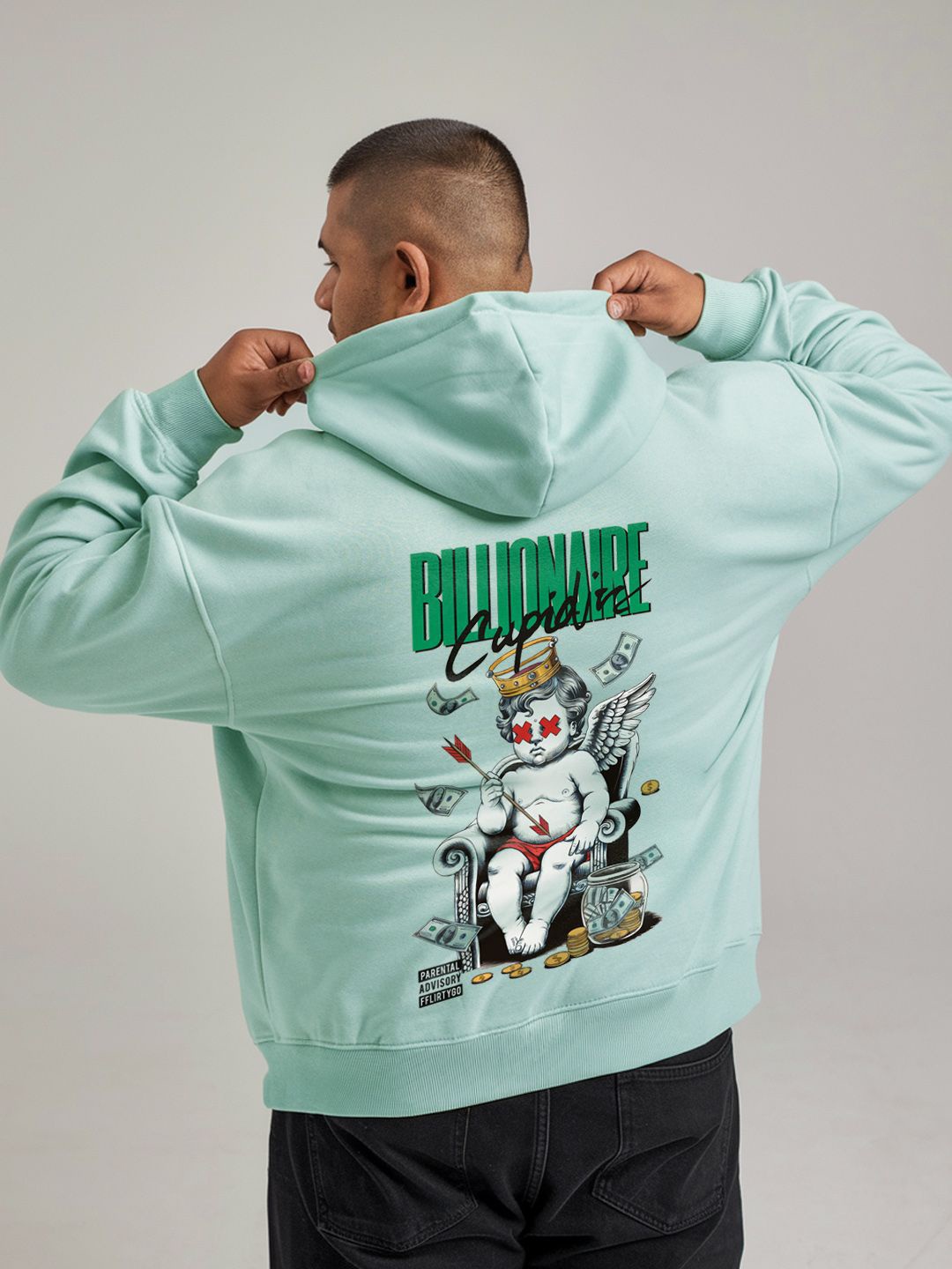 

FFLIRTYGO Men Printed Hooded Sweatshirt, Lime green