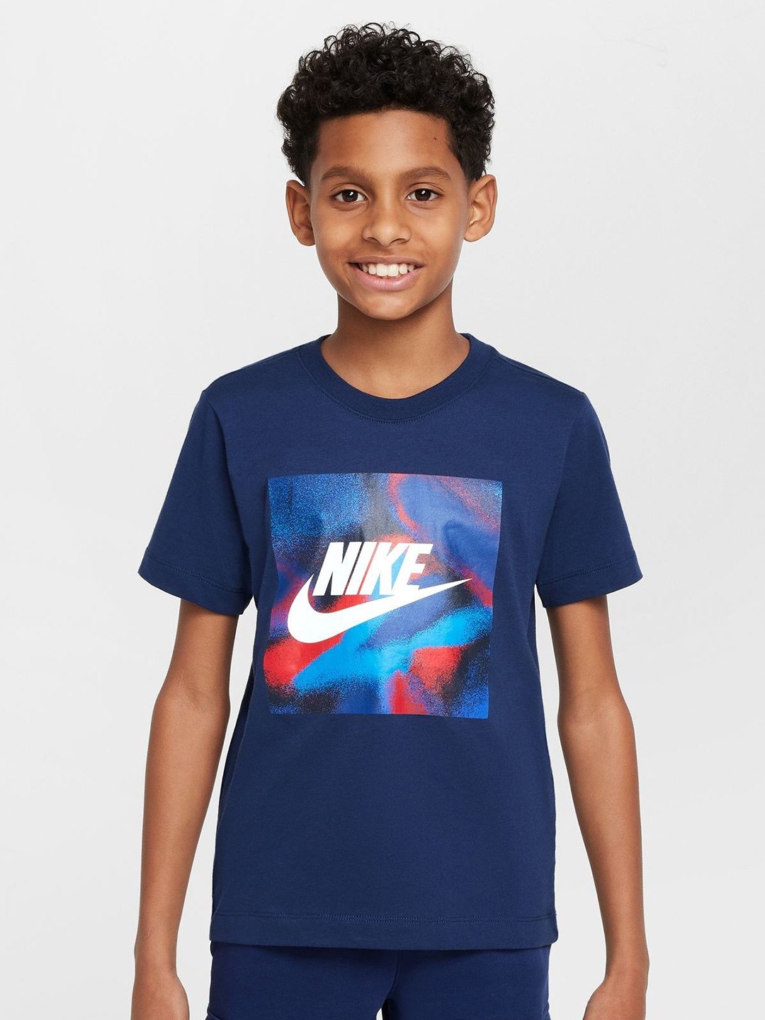 

Nike Sportswear Older Kids Boys Typography Printed Tshirt, Blue