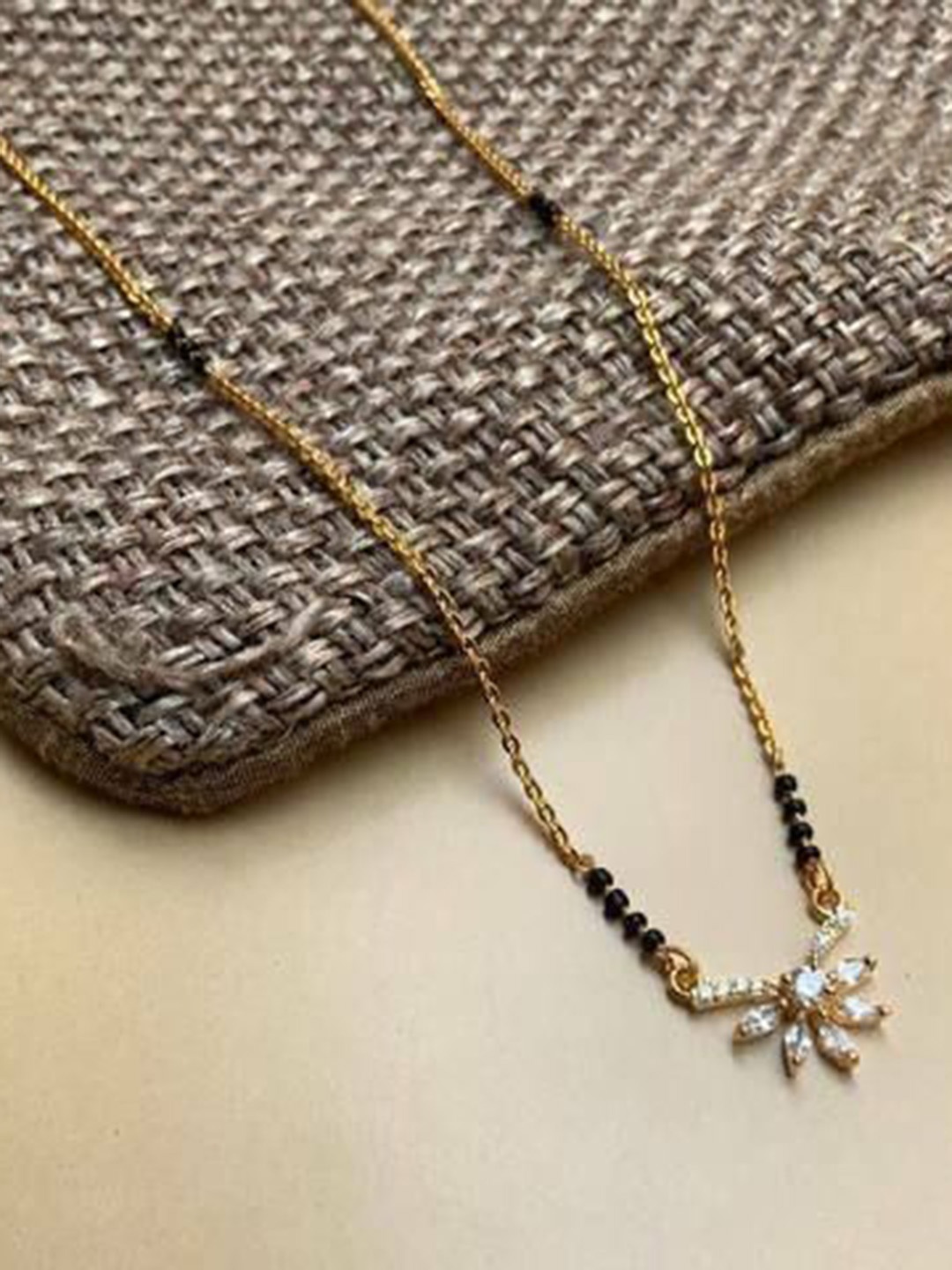

Wynona Gold-Plated Stone Studded & Beaded Mangalsutra