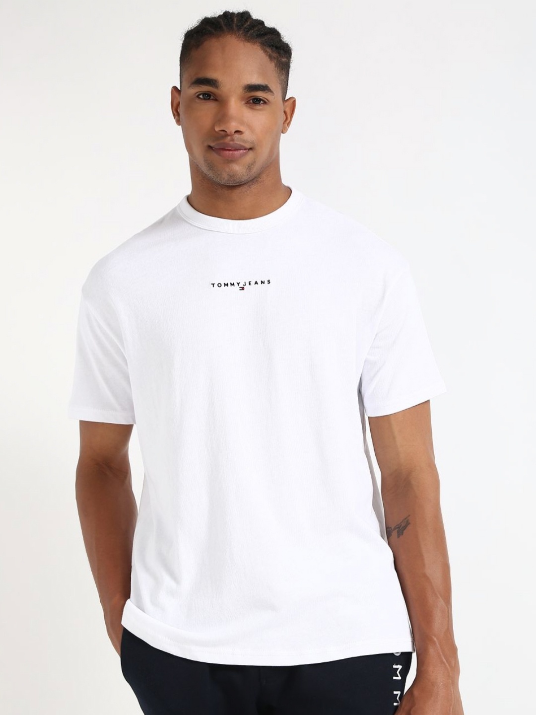 

Tommy Hilfiger Men Typography Embroidered Round Neck Pure Cotton T-shirt, White