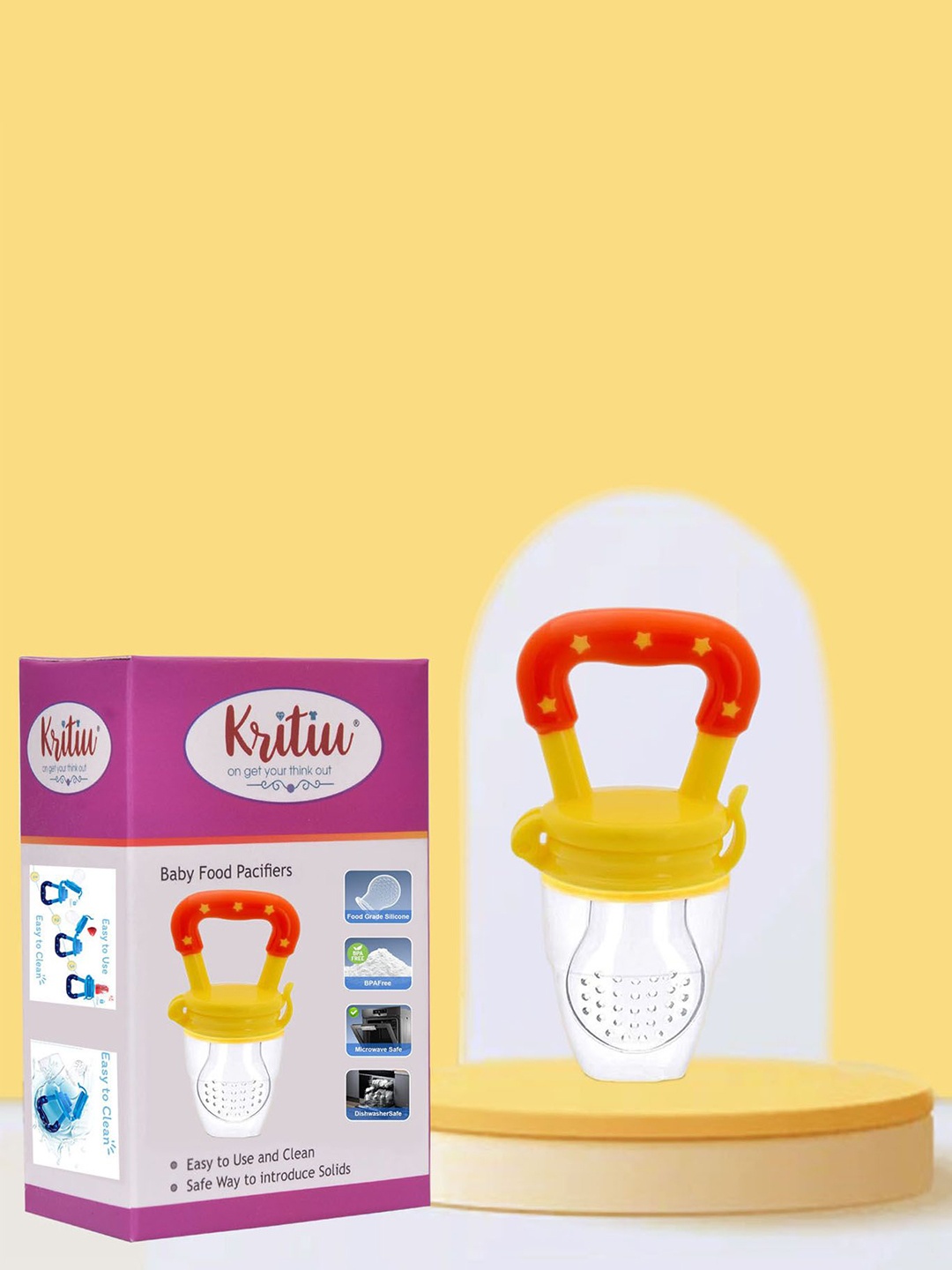 

Kritiu Infants Ultra Care Silicone Fruit & Food Nibbler Feeder, Yellow
