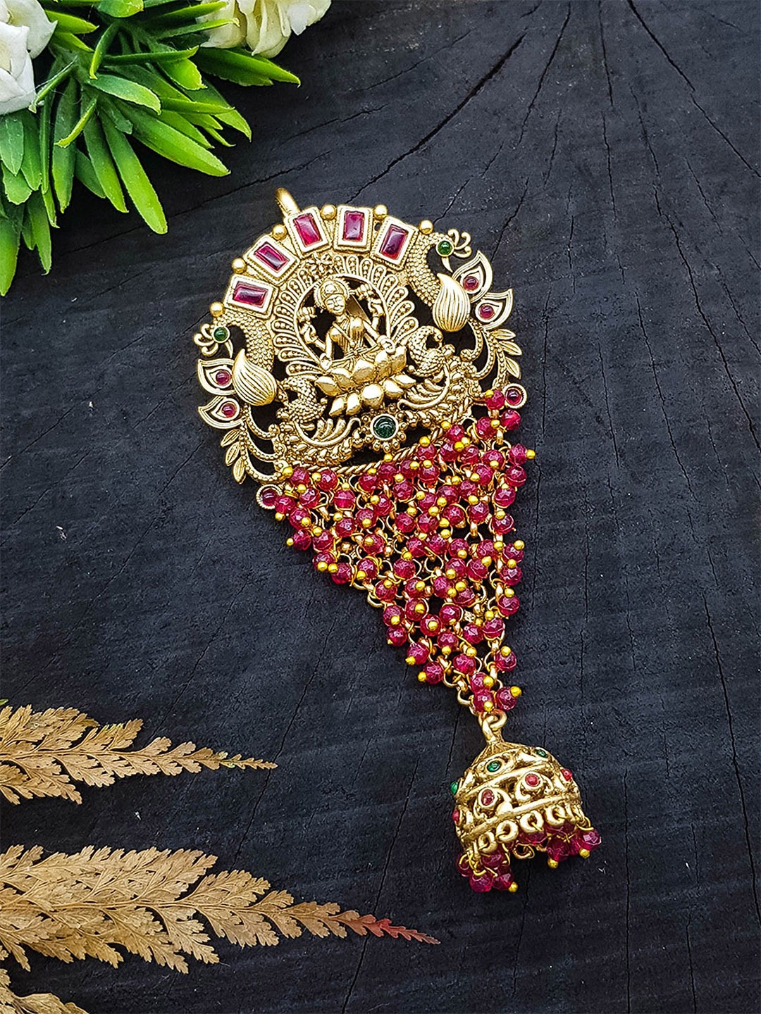 

GRIIHAM Women Embellished Half Hair choti Half hair Jada Hair Accessory, Gold