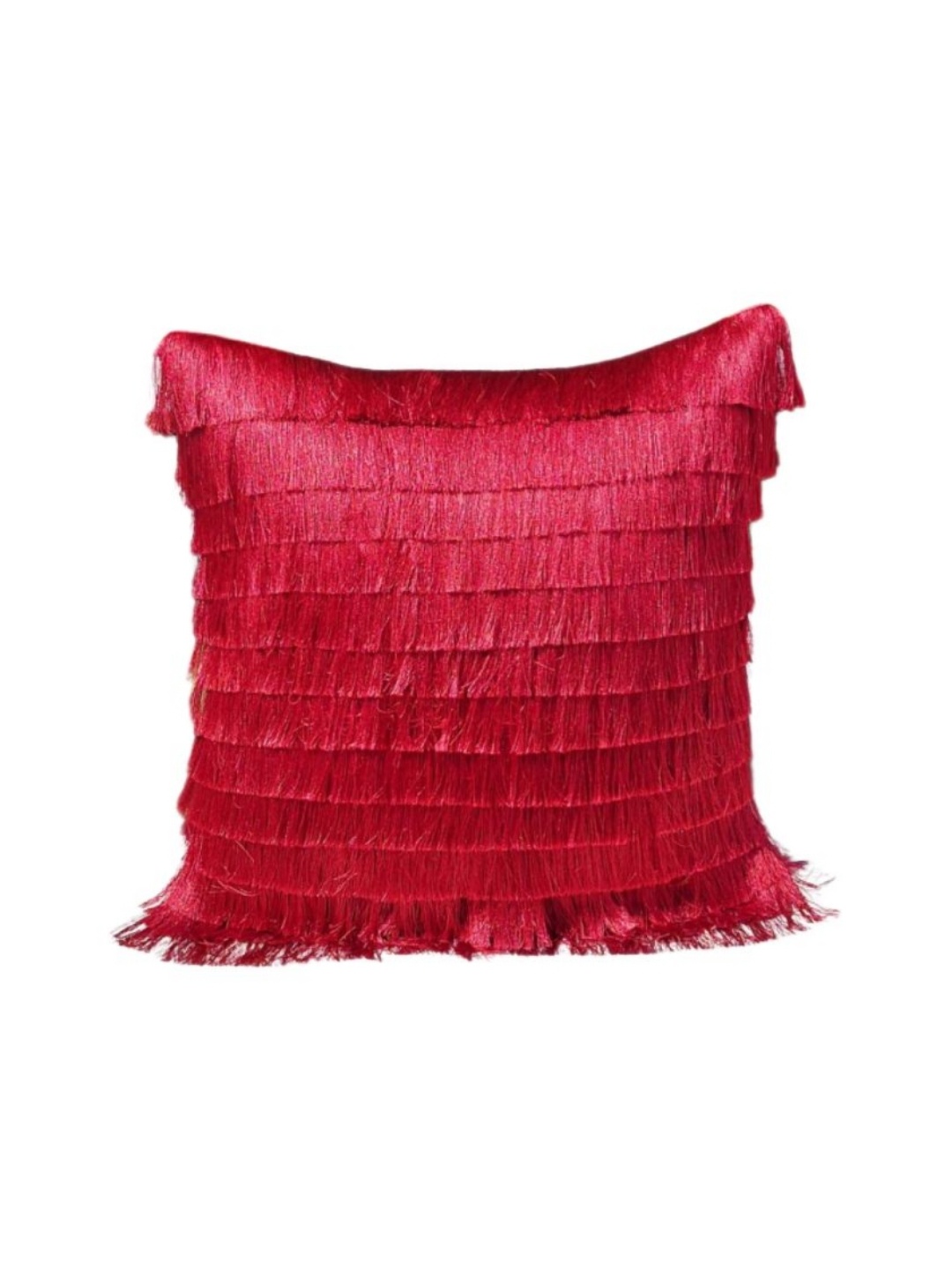 

THROWPILLOW Maroon & White Embellished Velvet Square Cushion Covers