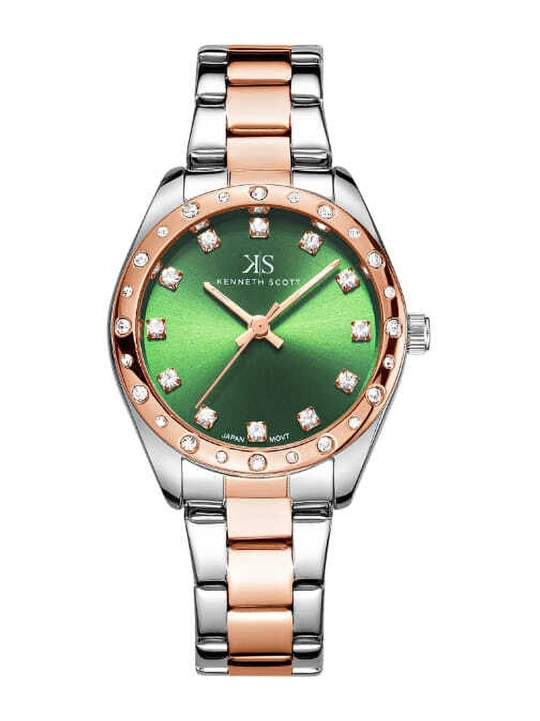 

KENNETH SCOTT Women Mother of Pearl Dial & Stainless Steel Straps Analogue Watch K24509, Green