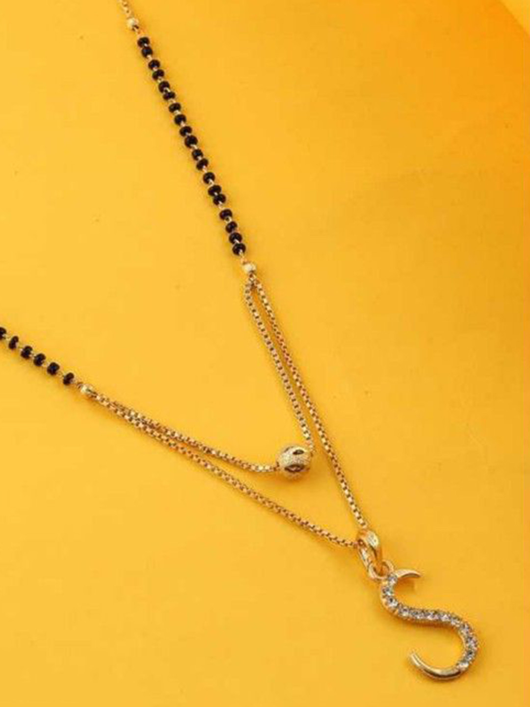 

Wynona Gold-Plated Artificial Beads Mangalsutra