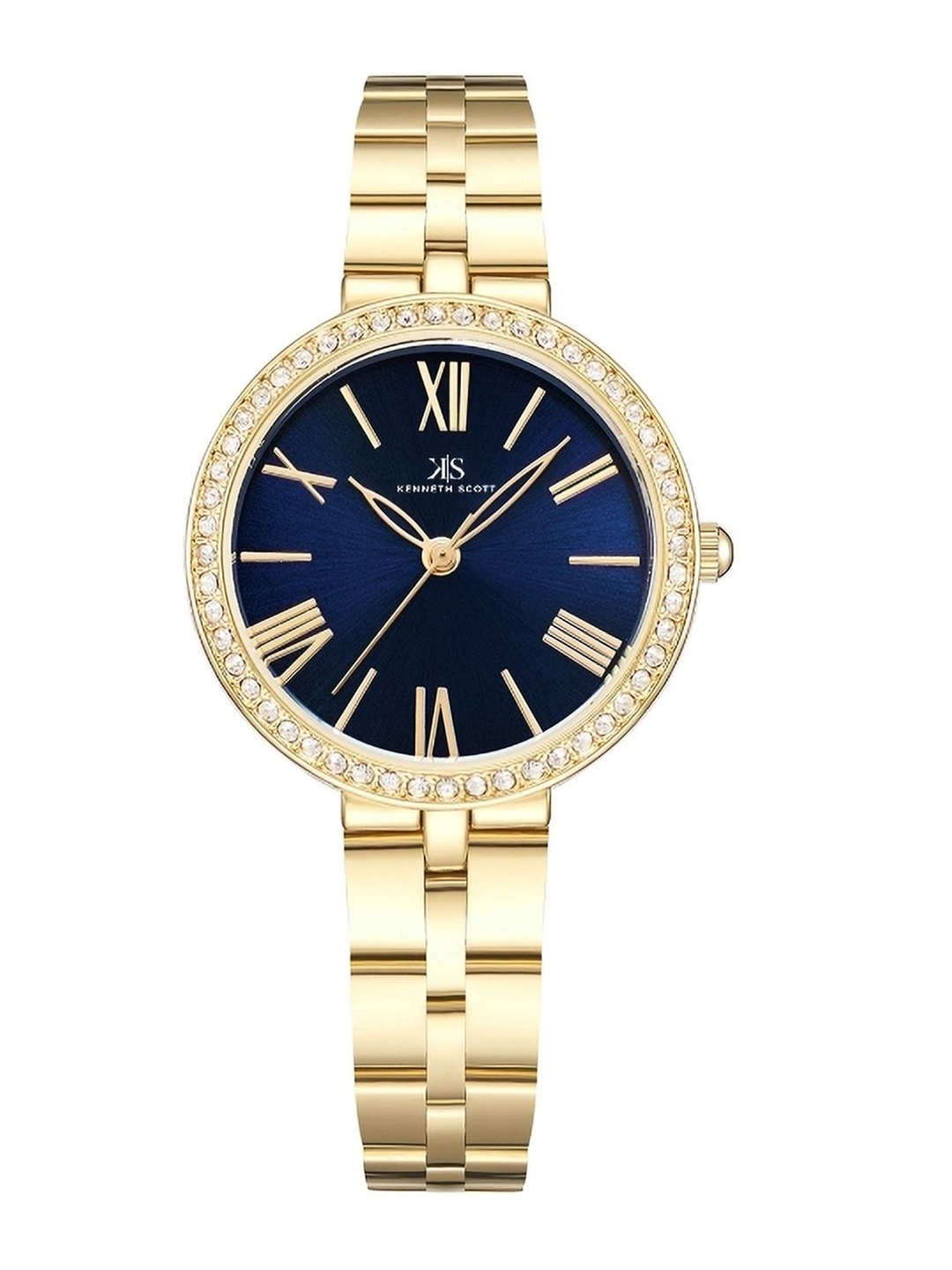 

KENNETH SCOTT Women Embellished Dial & Bracelet Style Straps Analogue Watch, Gold