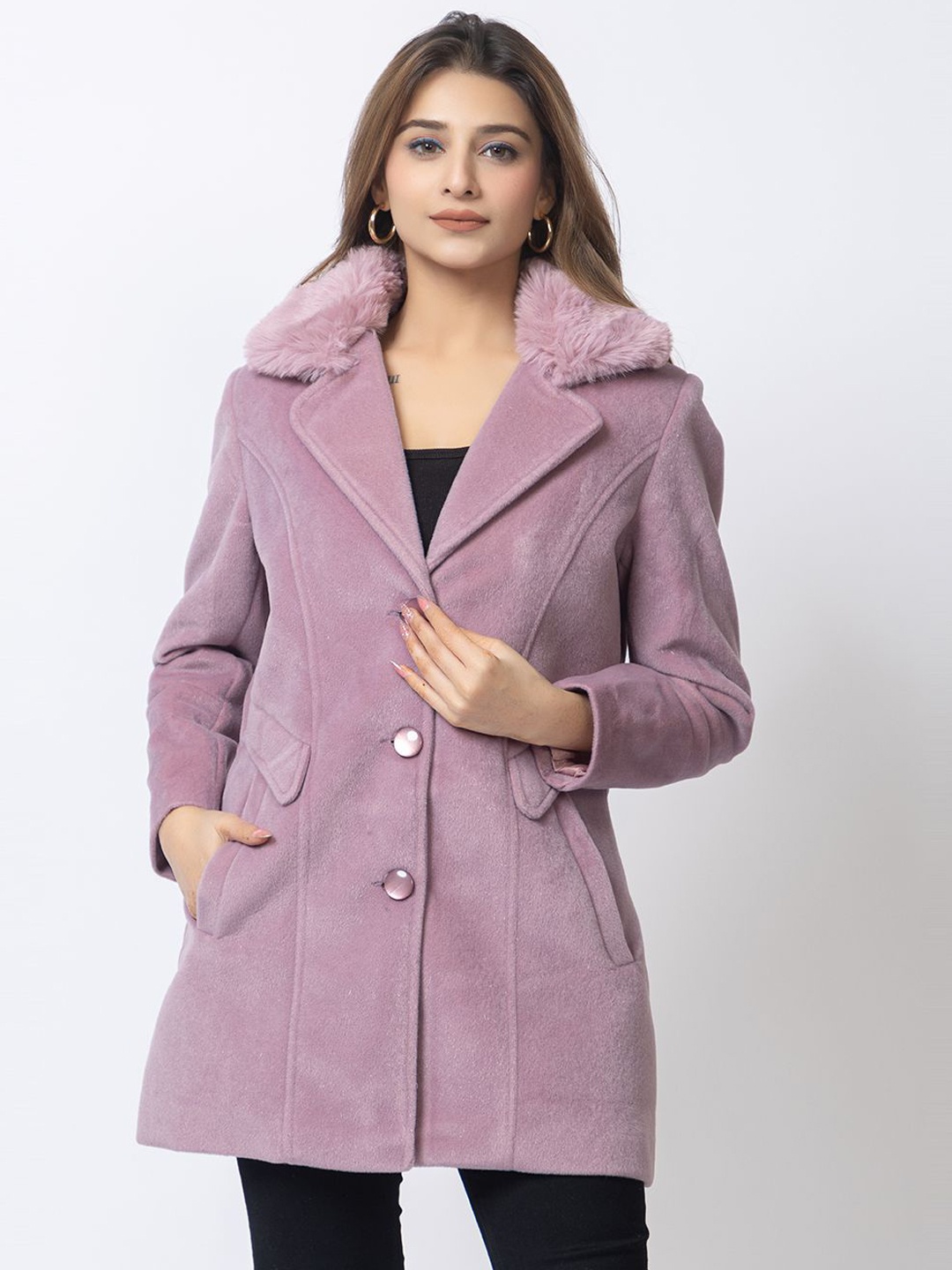

Lady Leaf Women Single-Breasted Overcoats, Purple
