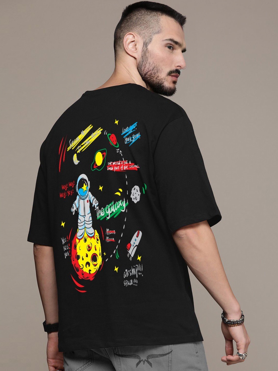 

Manlino Unisex Printed T-shirt, Black