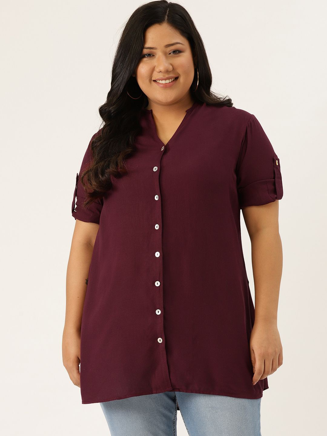 

theRebelinme Women Opaque Casual Shirt, Burgundy