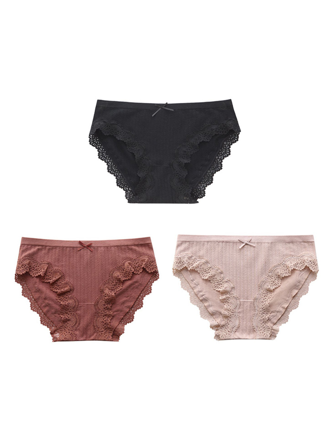 

LULU & SKY Pack Of 3 Women Basic Self Design Organic Cotton Briefs, Black