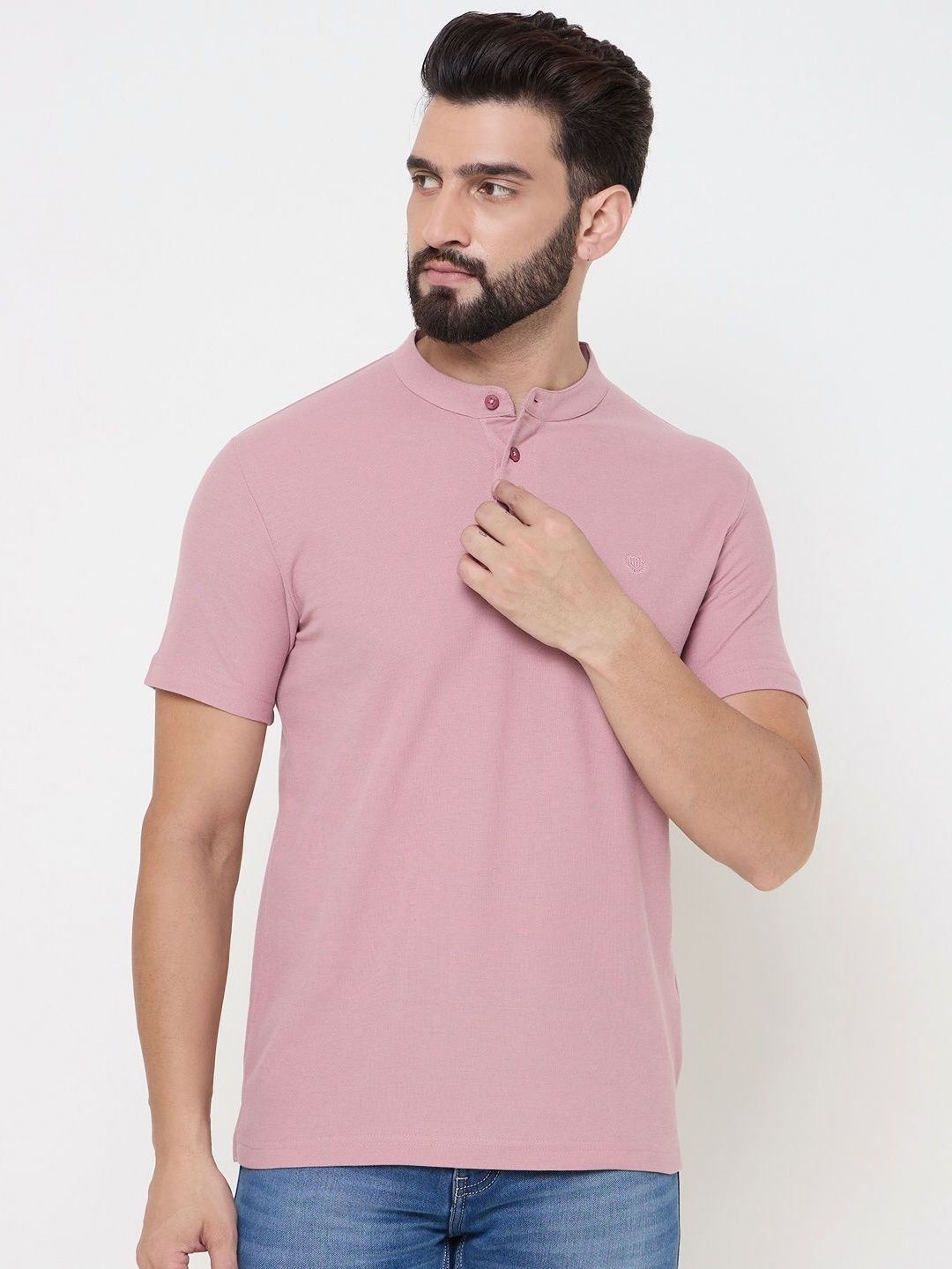 

Duke Men Solid Slim Fit Cotton T-shirt, Pink