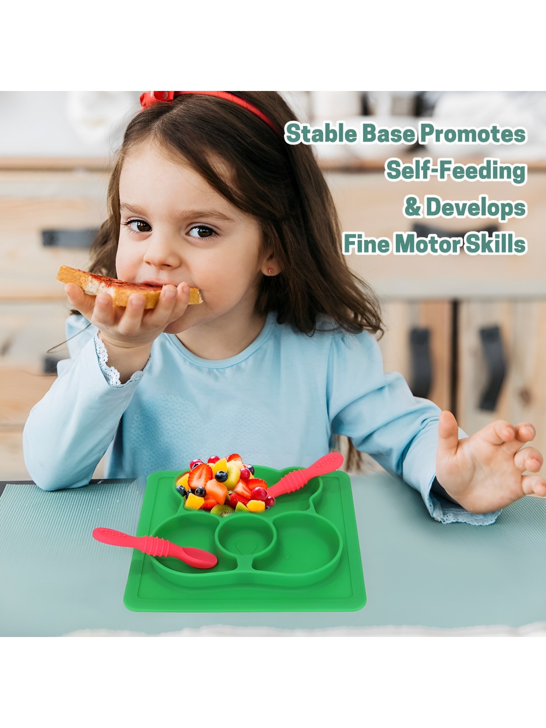 

Aditi Toys Green 2024 1 Pieces Silicone Easy to Clean Plates