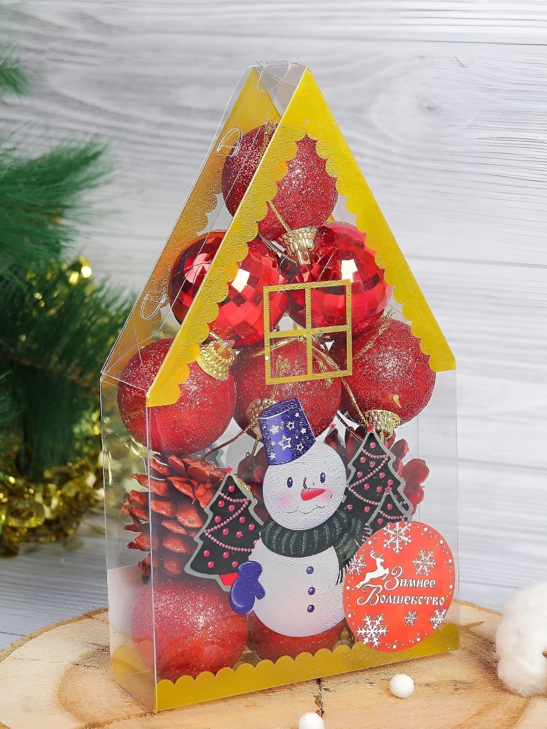 

CraftVatika Red & Gold Toned 12 Pieces Mini Christmas Ornaments