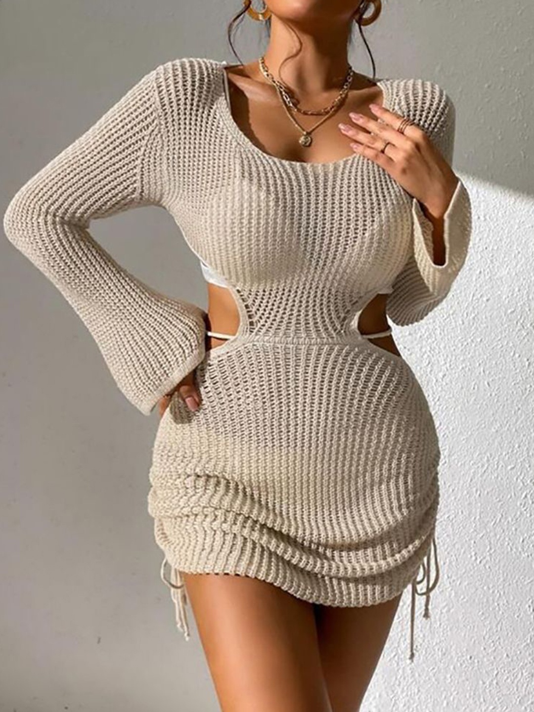 

StyleCast x Revolte Bodycon Mini Dress, Beige