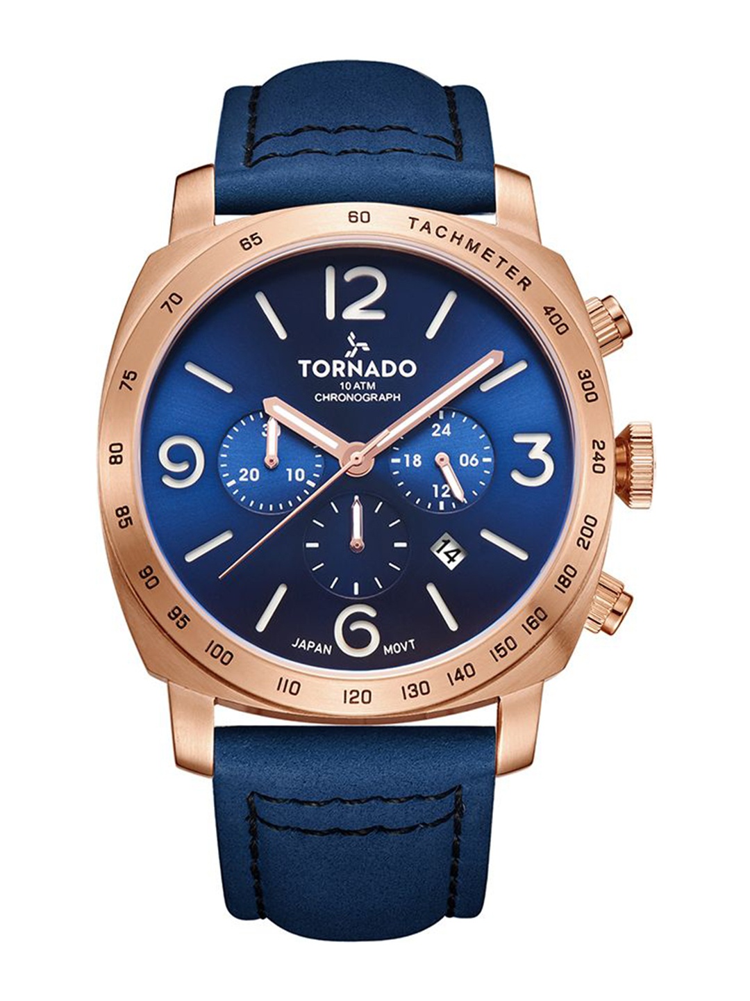 

TORNADO Men Dial & Leather Straps Analogue Chronograph Watch T9102-RLNN, Blue