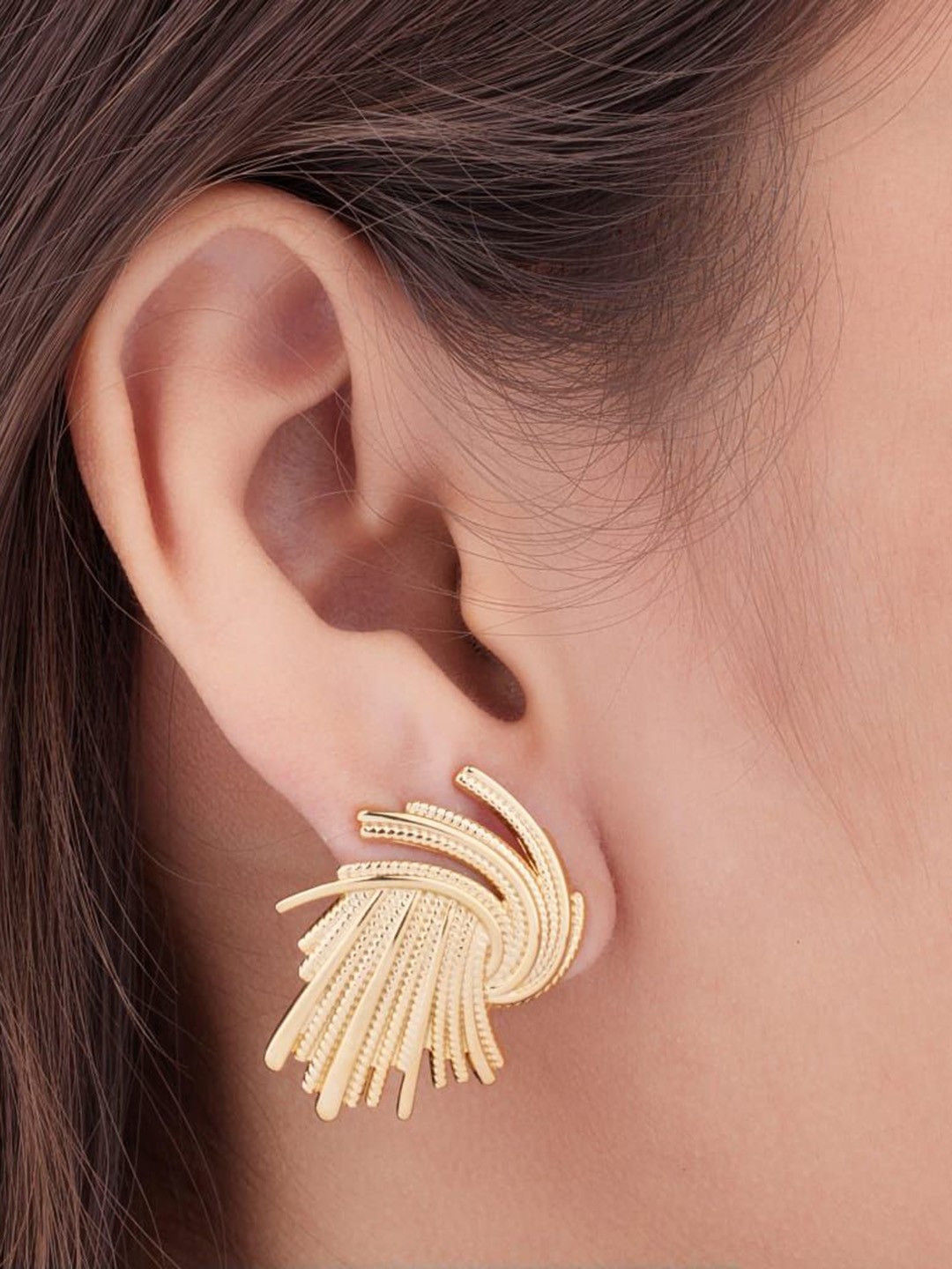

ANJNI CREATION Gold Plated Feather Stainless Steel Tarnish Free Shaped Studs
