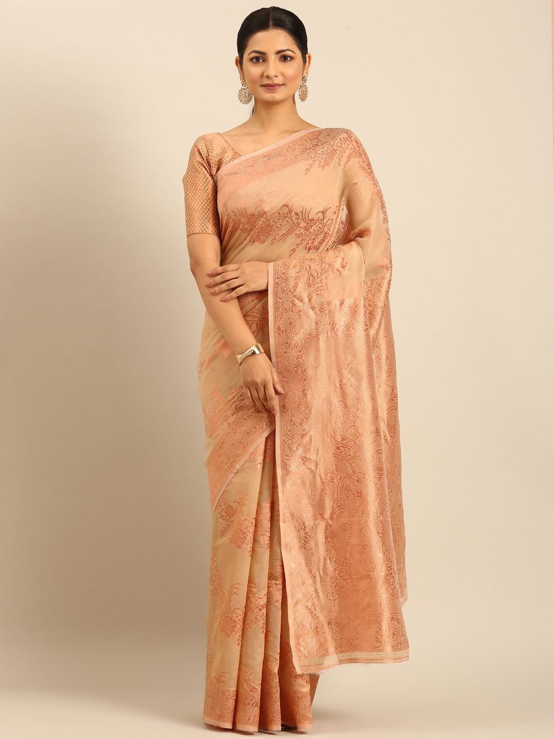 

Panzora Woven Design Zari Saree, Beige