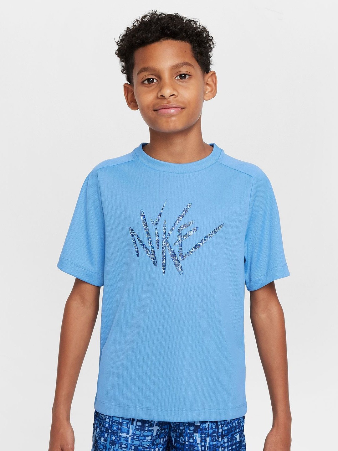 

Nike Multi Older Kids' Boys Dri-FIT Typography Printed T-shirt, Blue