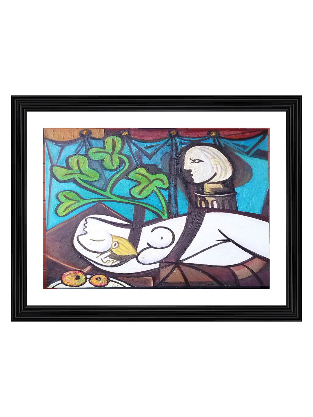 

Adventures India Green & White Wooden Wall Painting