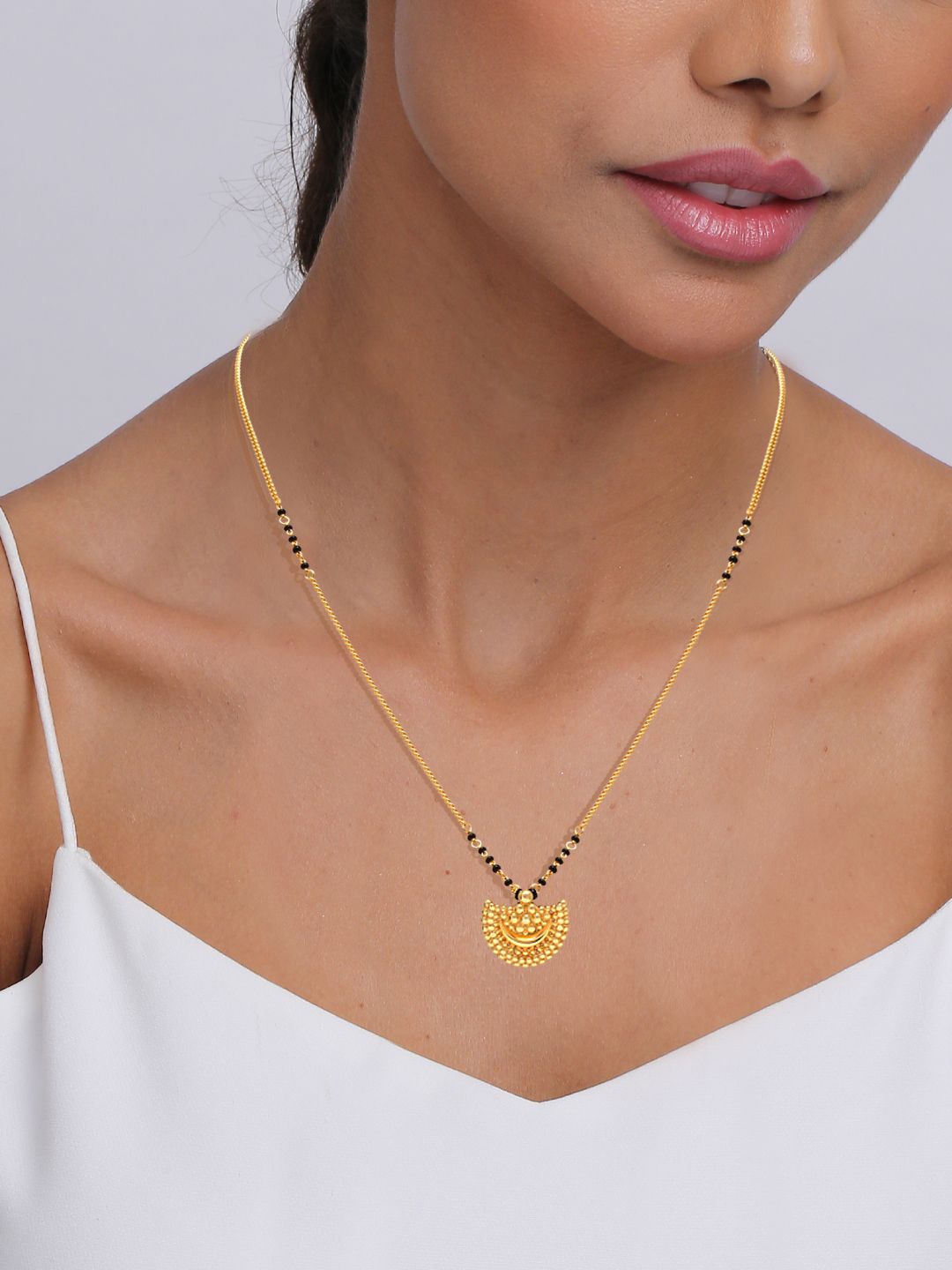 

LeCalla 925 Sterling Silver Gold-Plated Artificial Beads Mangalsutra