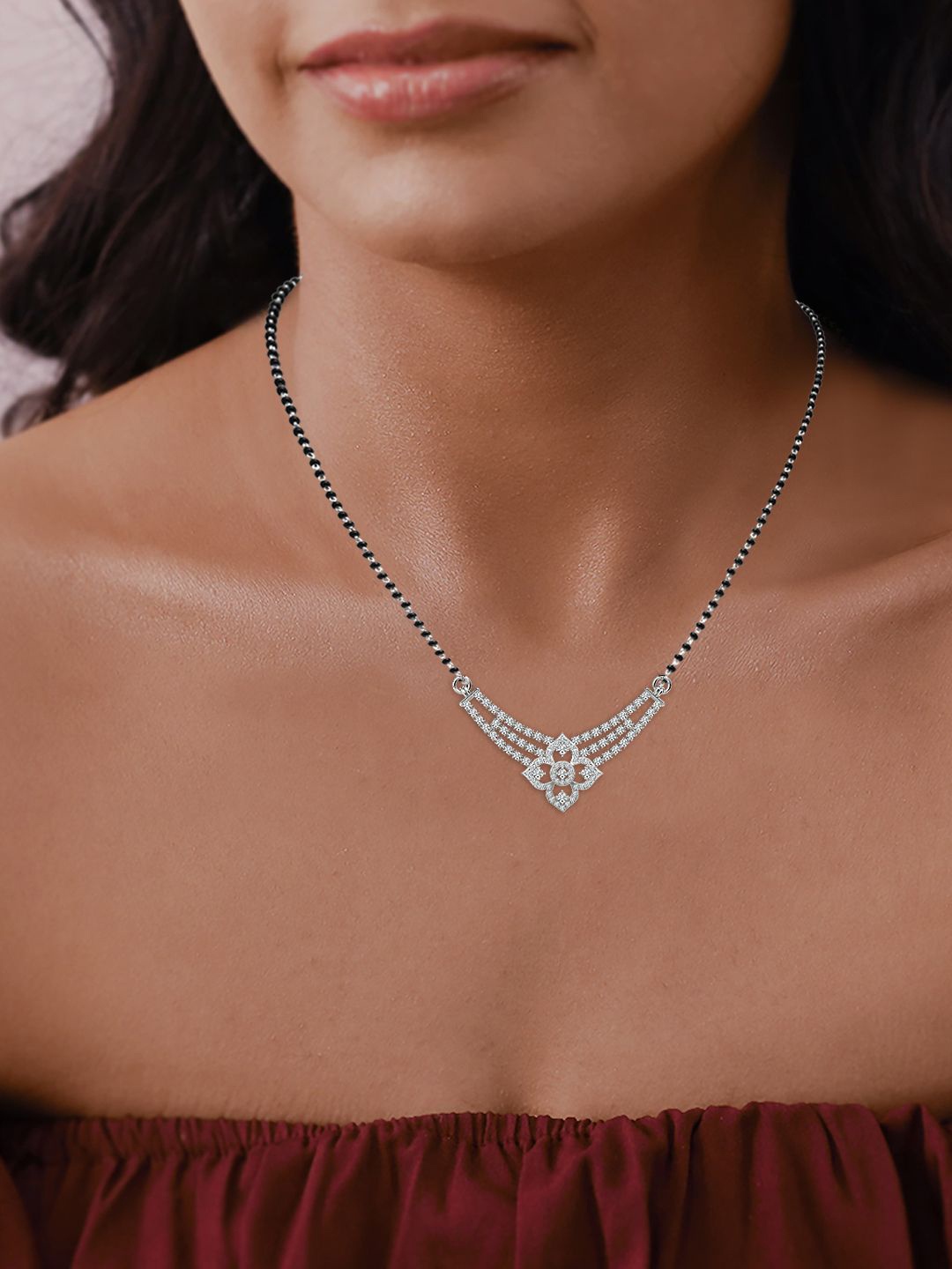 

LeCalla Silver-Plated 925 Sterling Silver CZ Imperial Mangalsutra