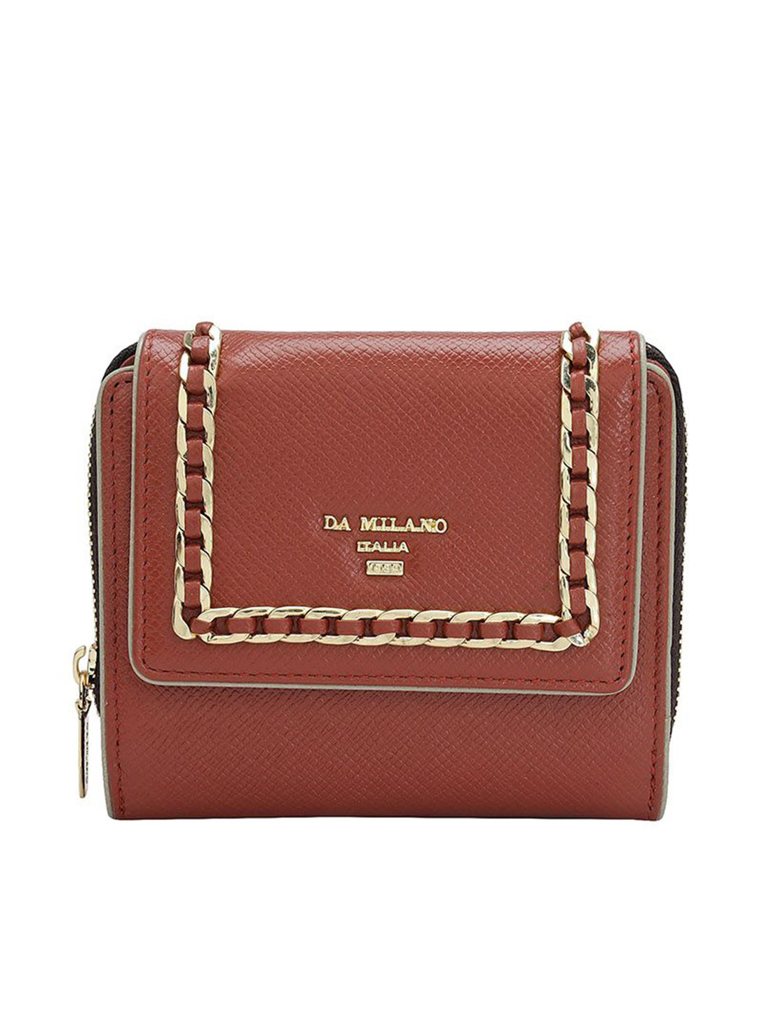 

Da Milano Women Textured Leather Three Fold Wallet, Brown