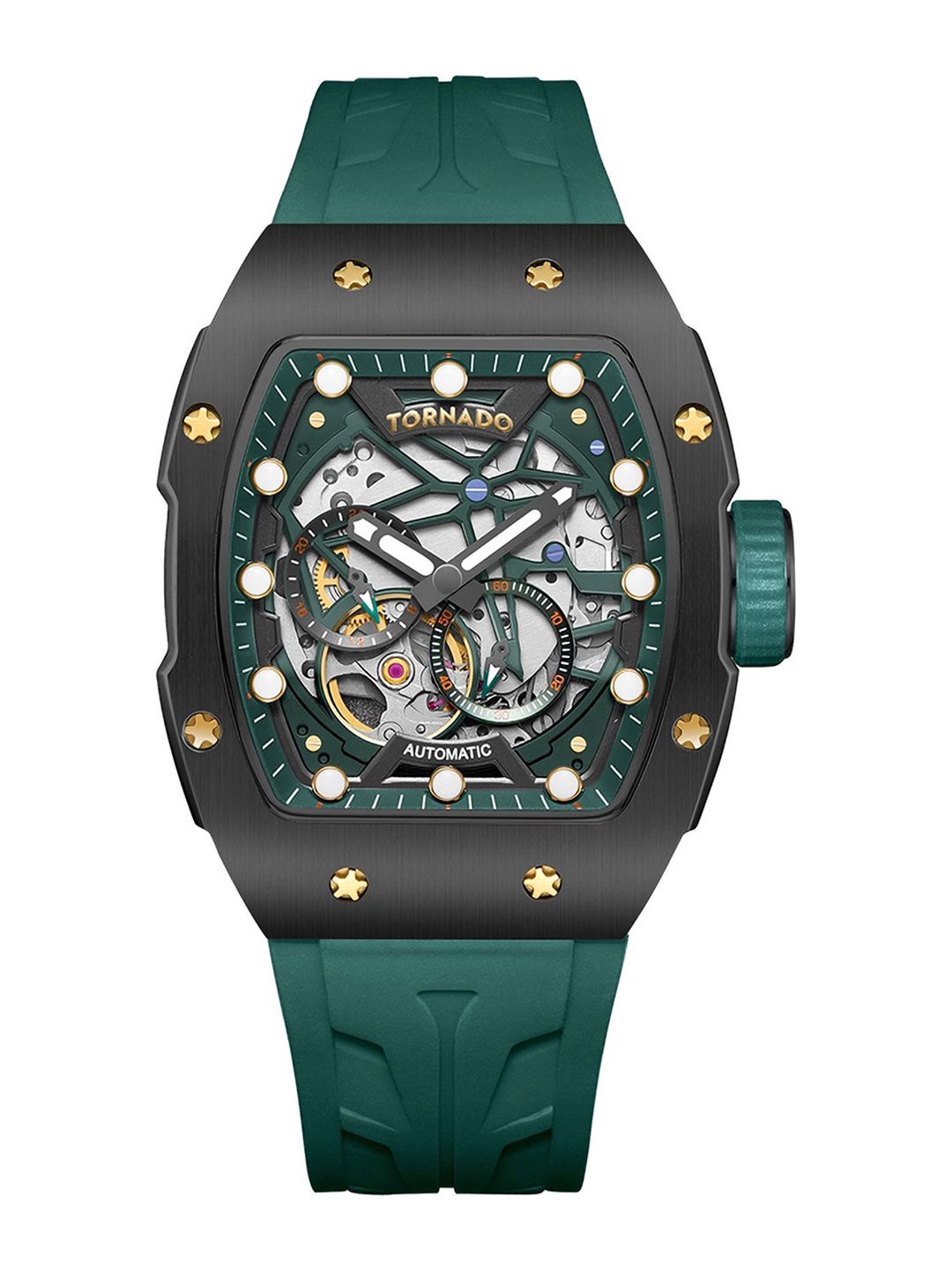 

TORNADO Men Embellished Dial & Bracelet Style Straps Analogue Automatic Watch T24302-BSHB, Black