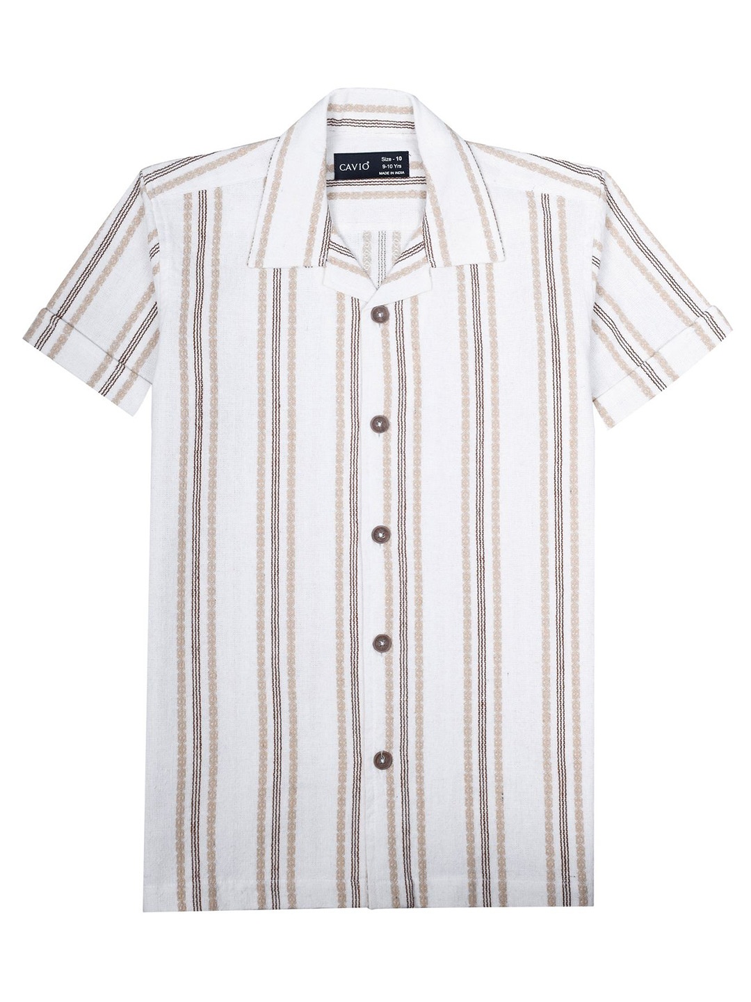 

CAVIO Boys Comfort Horizontal Stripes Opaque Striped Casual Shirt, Khaki