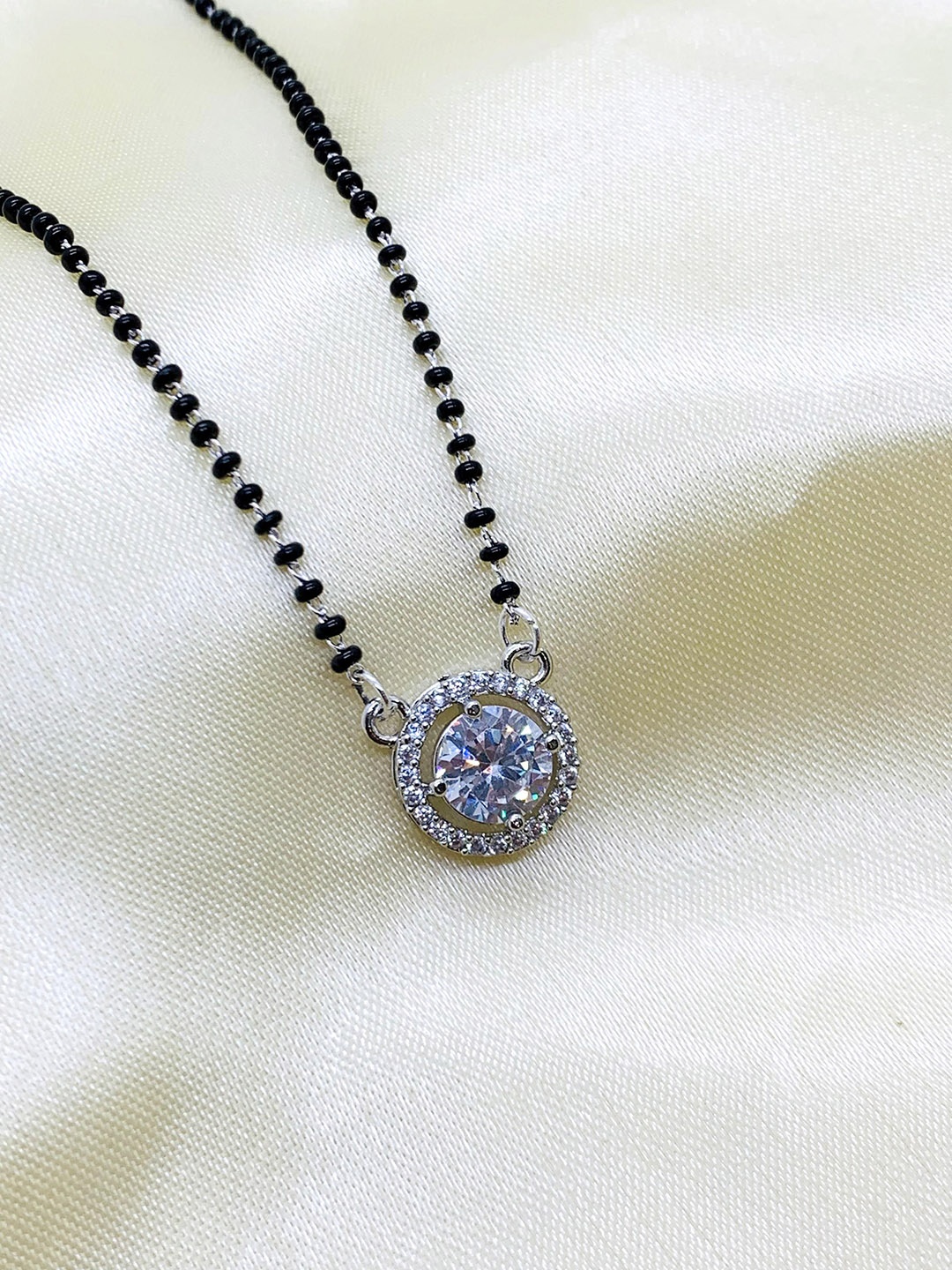 

Wynona Silver-Plated Stone Studded & Beaded Mangalsutra