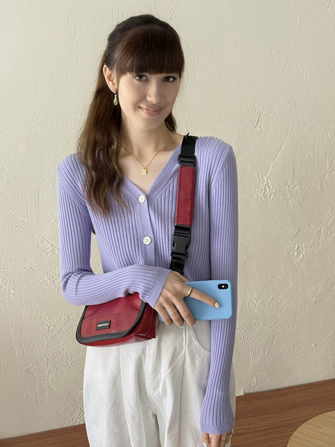 

StyleCast Women Striped V-Neck Cardigan, Purple
