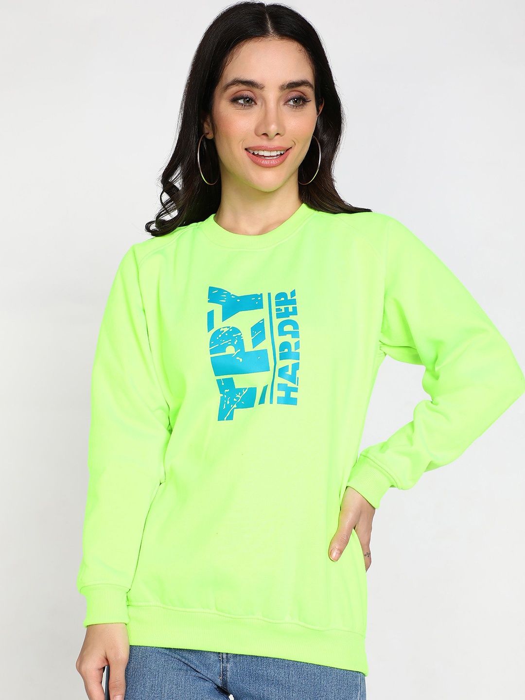 

Chanda Khuba Women Sweatshirt, Fluorescent green