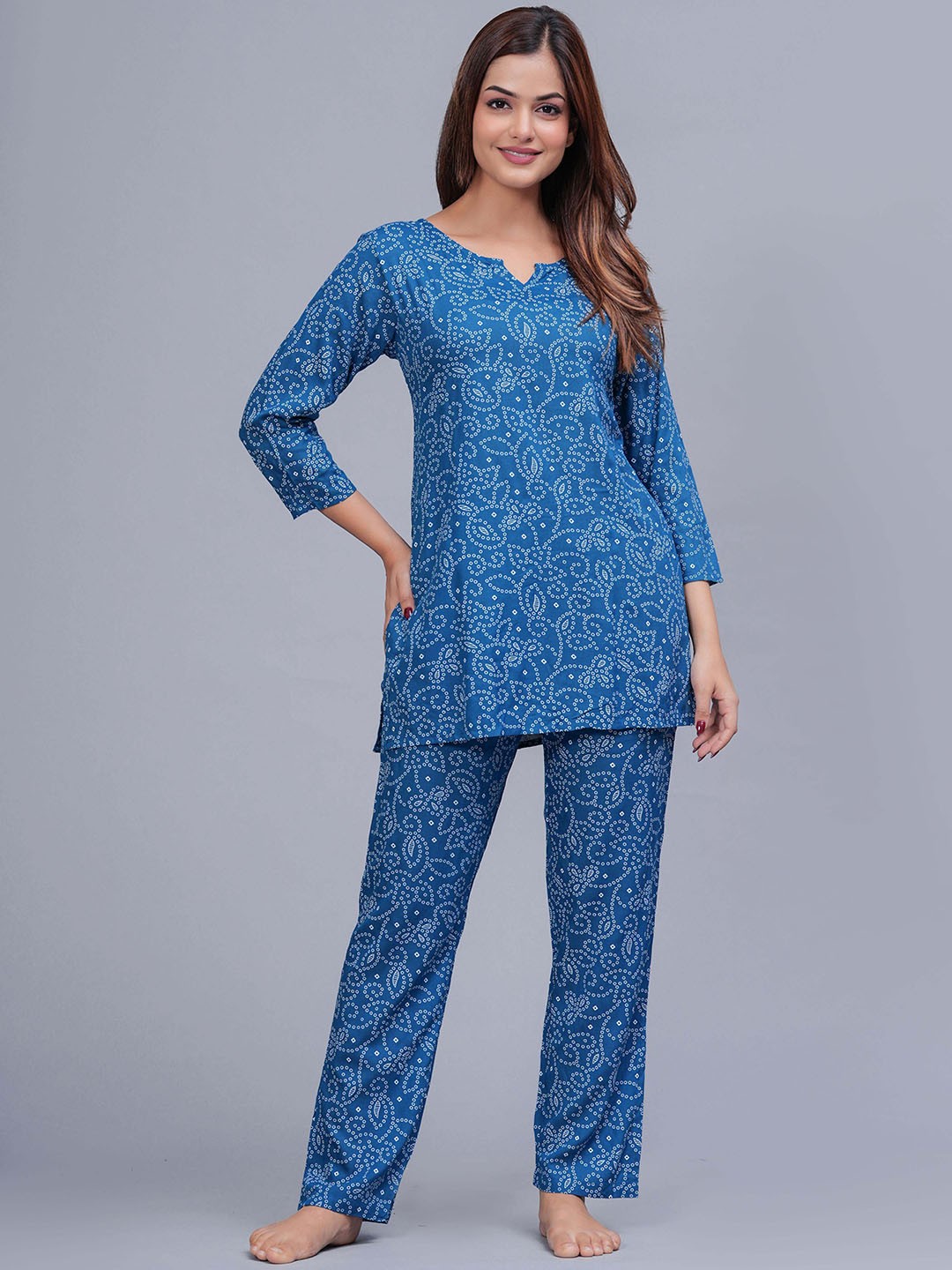 

Bachuu Women Printed Night suit, Blue
