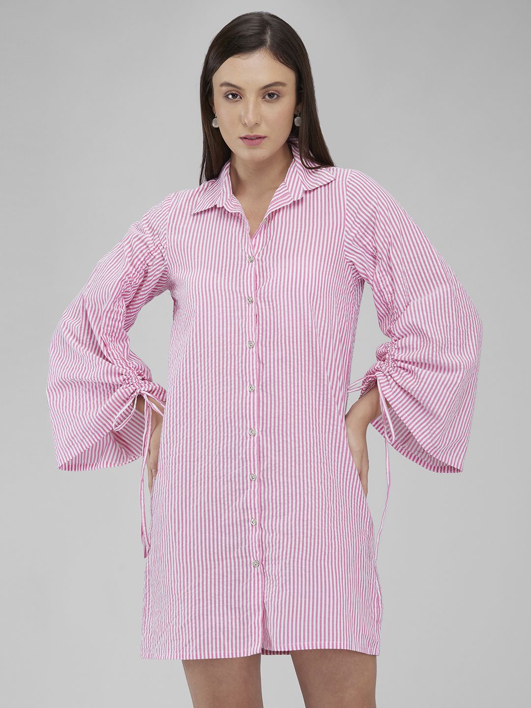 

IZEL Striped Shirt Dress, Pink