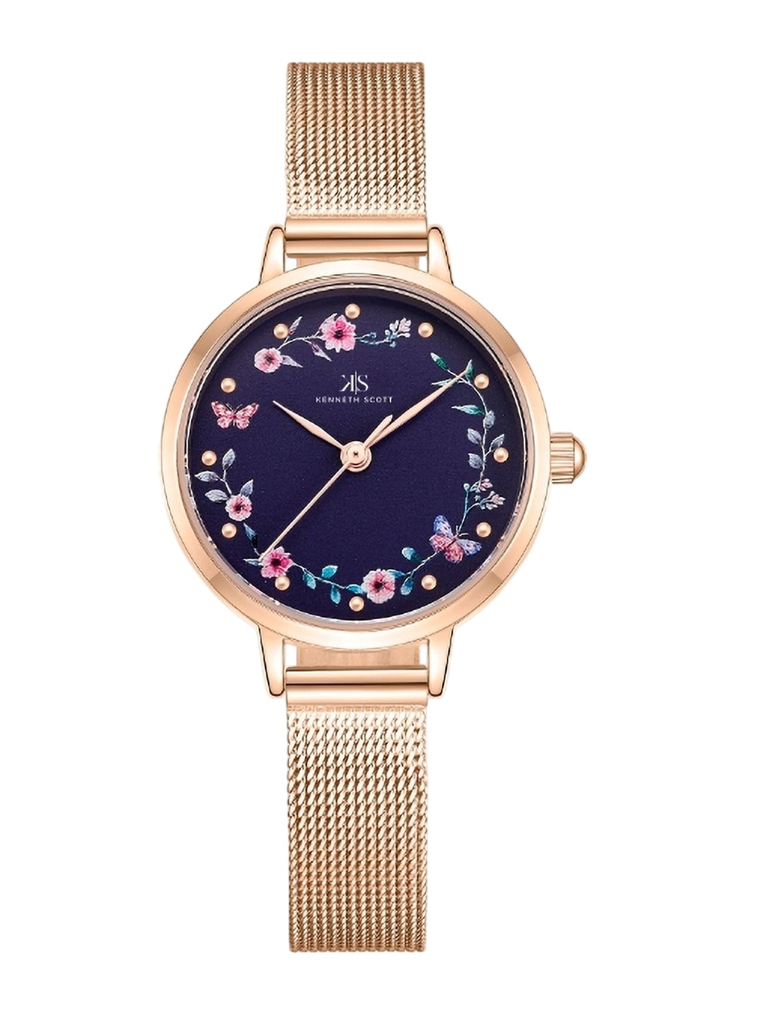 

KENNETH SCOTT Women Embellished Dial Bracelet Style Straps Analogue Watch, Rose gold