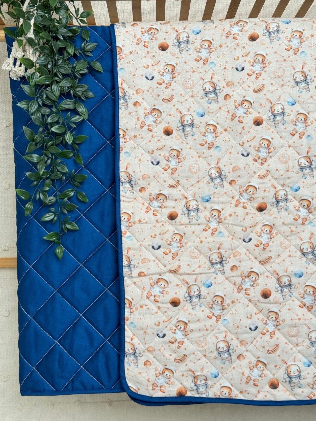 

A Toddler Thing Blue Space Hoppers Printed Cotton Mild Winter 300 GSM Single Bed Quilt