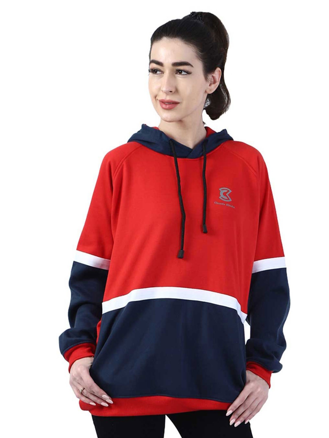 

Chanda Khuba Women Hooded Sweatshirt, Red