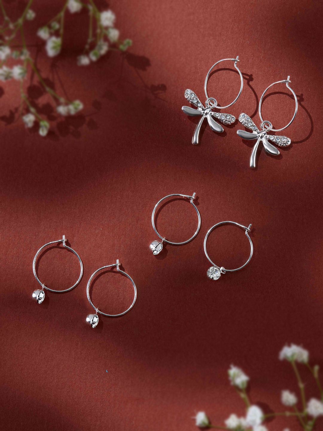 

Accessorize Set Of 3Contemporary Hoop Earrings, Silver